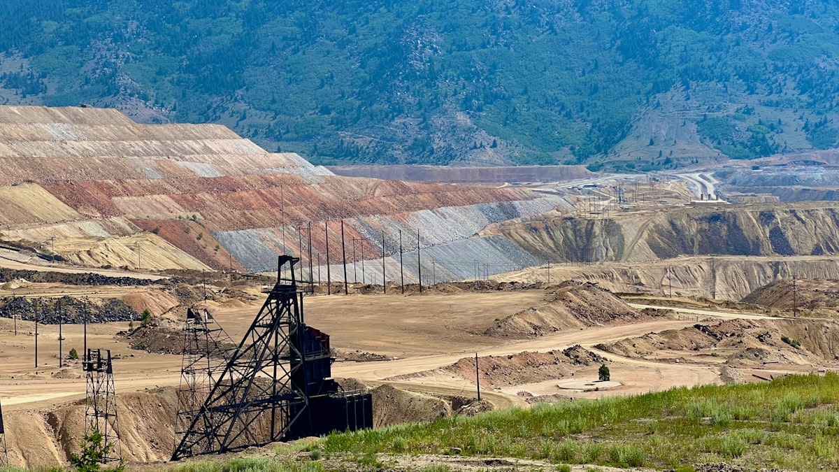 Open pit mine cut into a hillside